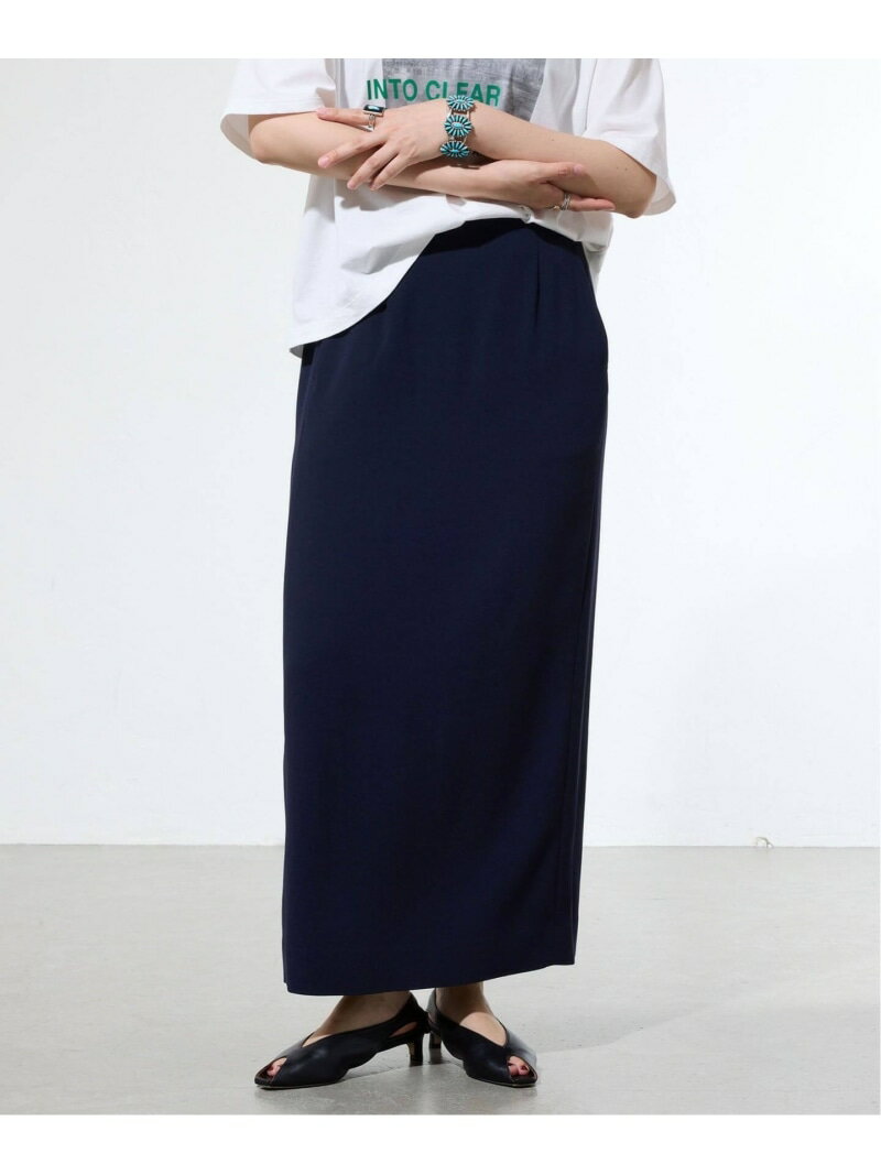 Rakuten - 《接触冷感/防シワ》ストレッチジョーゼット Iラインスカート IENA イエナ スカート ロング・マキシスカート ネイビー ブラウン【送料無料】[Rakuten Fashion]