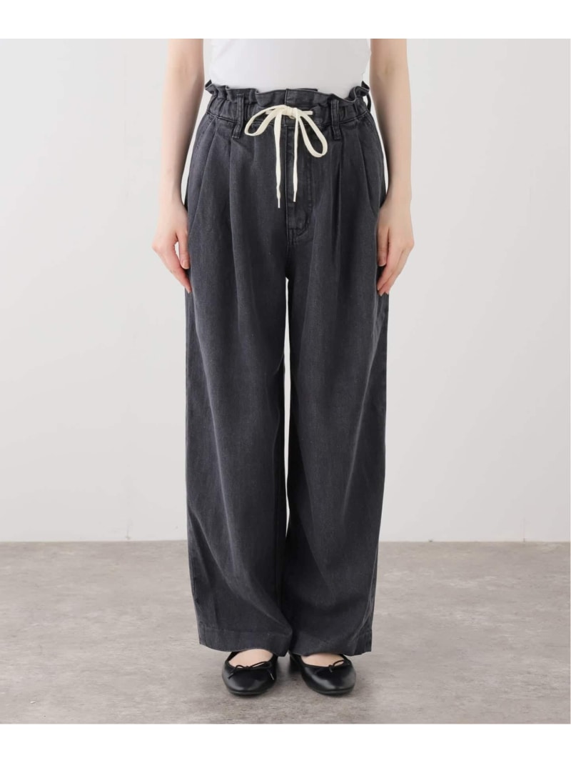 樂天商城 - LE DENIM DRAW WAISTバギーパンツ SLOBE IENA スローブ イエナ パンツ ジーンズ・デニムパンツ ブラック【送料無料】[Rakuten Fashion]