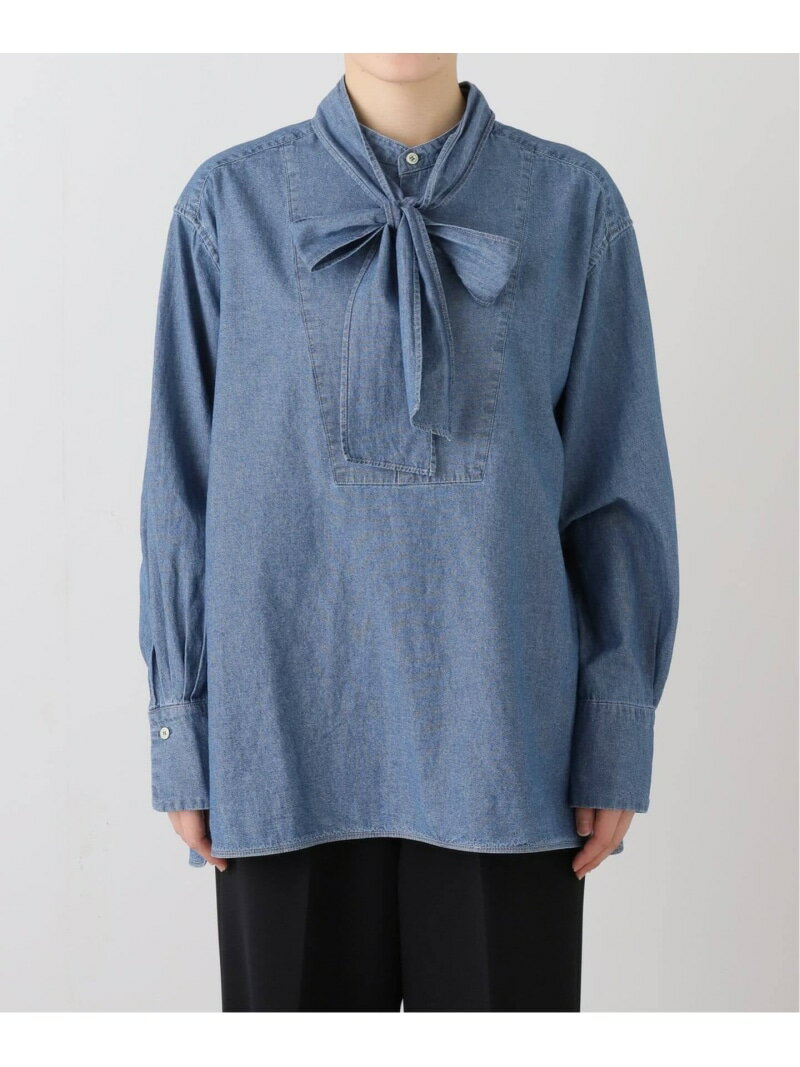 LEDENIM ボサムボウタイトップス SLOBE IENA スローブ イエナ トップス シャツ・ブラウス ブルー ホワイト【送料無料】[Rakuten Fashion](4.0)