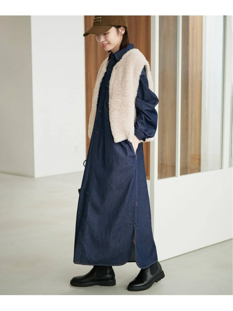 《シリーズあり/予約》LEDENIM BDU デニムシャツワンピース SLOBE IENA スローブ イエナ ワンピース・ドレス シャツワンピース ネイビー ブルー【先行予約】*【送料無料】[Rakuten Fashion]