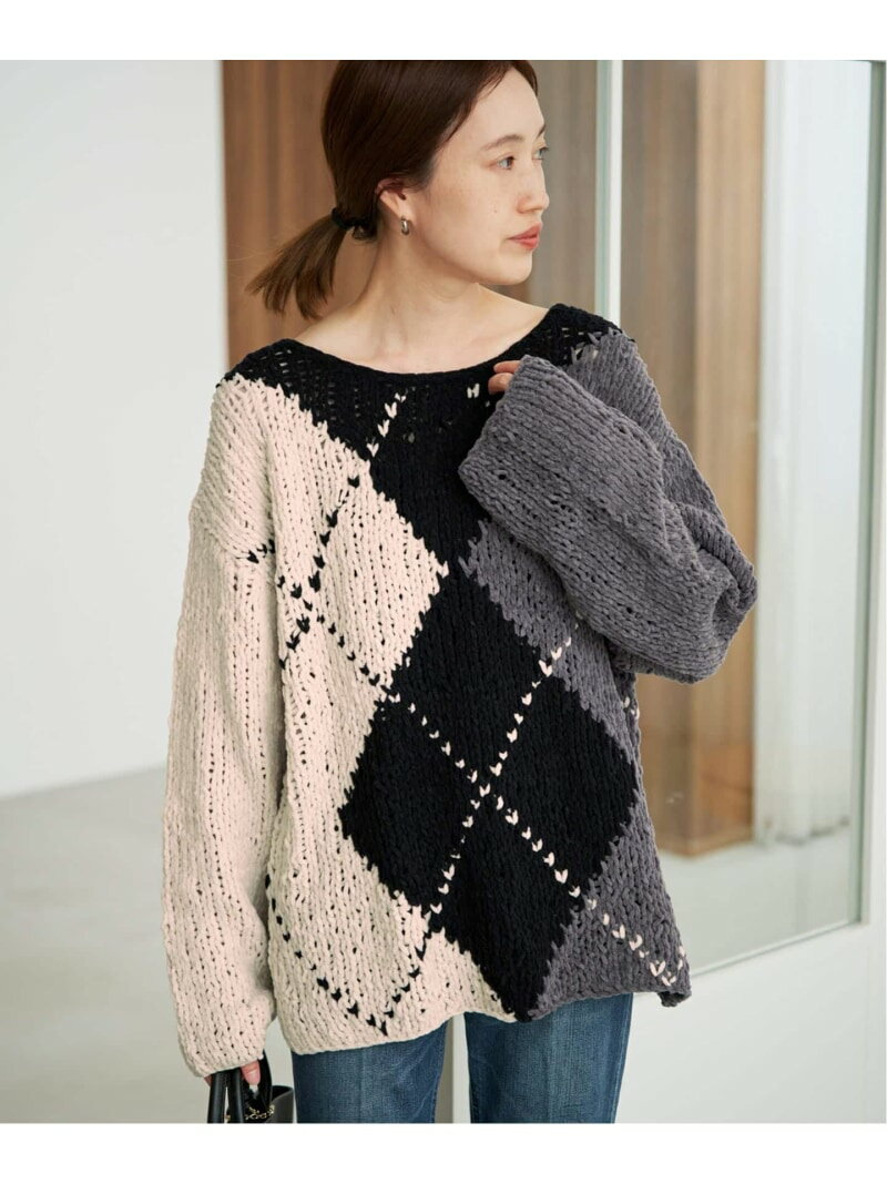 Rakuten - 《予約》アーガイルハンドニット SLOBE IENA スローブ イエナ トップス ニット ブラウン グレー【先行予約】*【送料無料】[Rakuten Fashion]