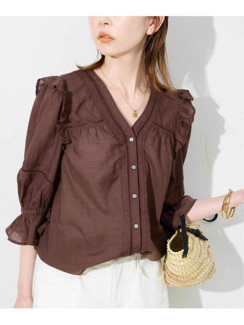 《WEB限定/追加》コットンレーヨンレースブラウス SLOBE IENA スローブ イエナ トップス シャツ・ブラウス ホワイト ブラウン【送料無料】[Rakuten Fashion]のサムネイル