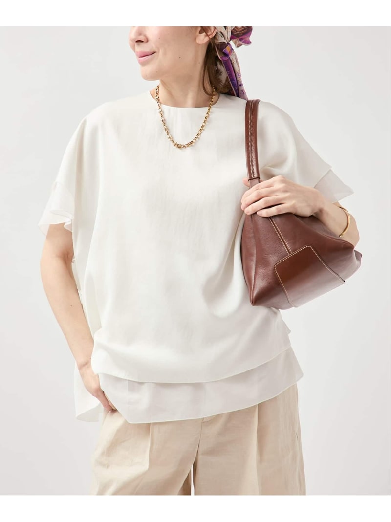 樂天商城 - Spun satin レイヤードブラウス VERMEIL par iena ヴェルメイユ パー イエナ トップス シャツ・ブラウス ネイビー ホワイト【送料無料】[Rakuten Fashion]