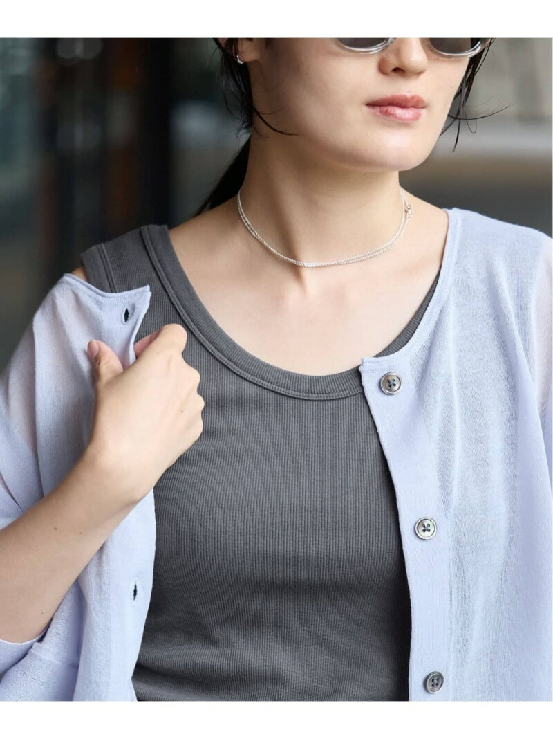 Rakuten - 《追加/UVカット》テレコストレッチフレンチノースリーブ IENA イエナ トップス カットソー・Tシャツ ブルー ホワイト ベージュ グレー【送料無料】[Rakuten Fashion]