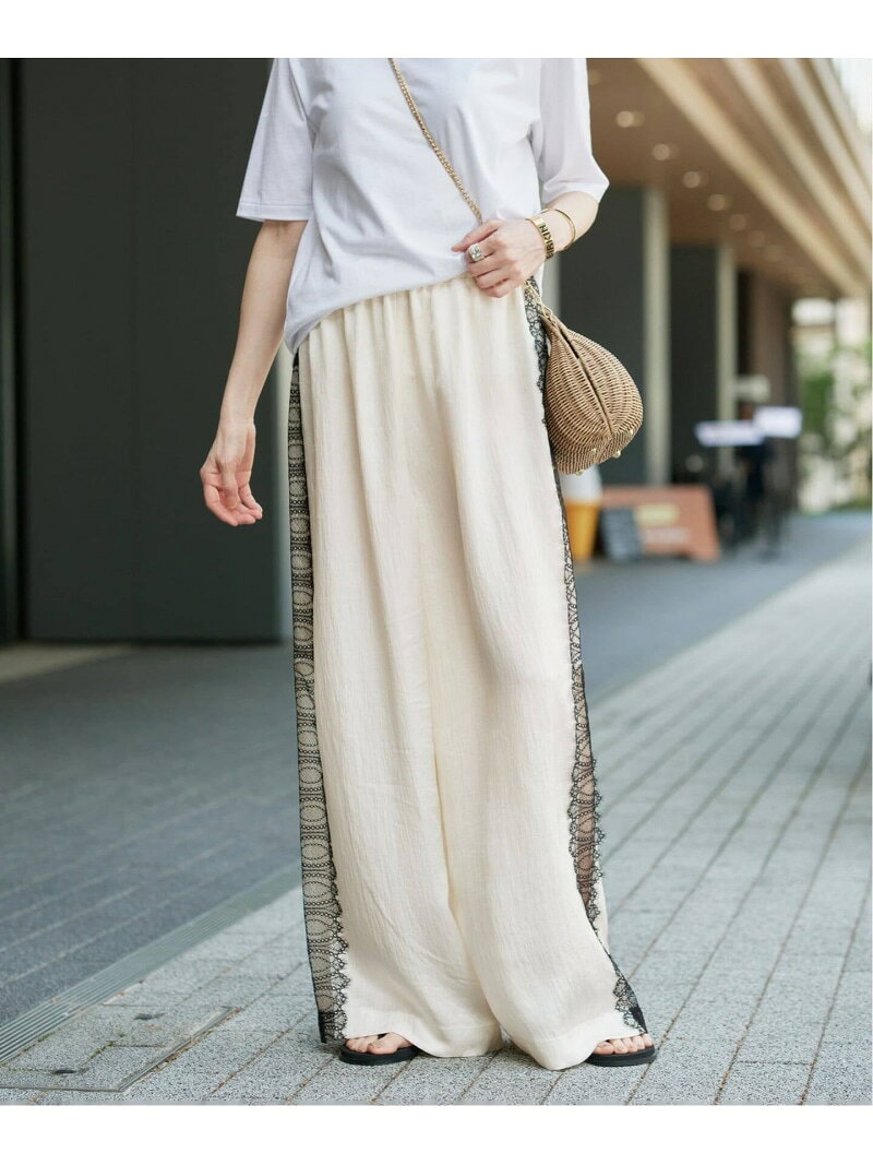 Rakuten - 《予約》Side Lace リラックスパンツ VERMEIL par iena ヴェルメイユ パー イエナ パンツ その他のパンツ ネイビー ホワイト【先行予約】*【送料無料】[Rakuten Fashion]