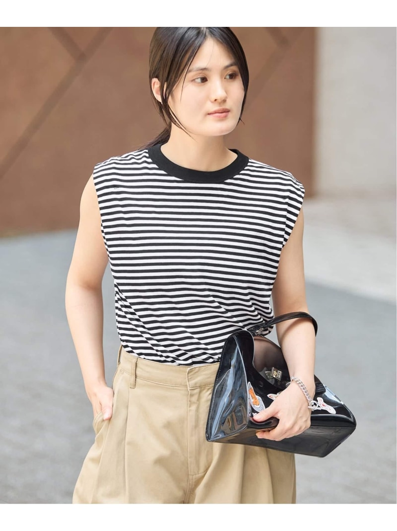 《追加》ATON/エイトン FRESCA SINGLEJERSEY NS ノースリーブ IENA イエナ トップス カットソー・Tシャツ ブラック