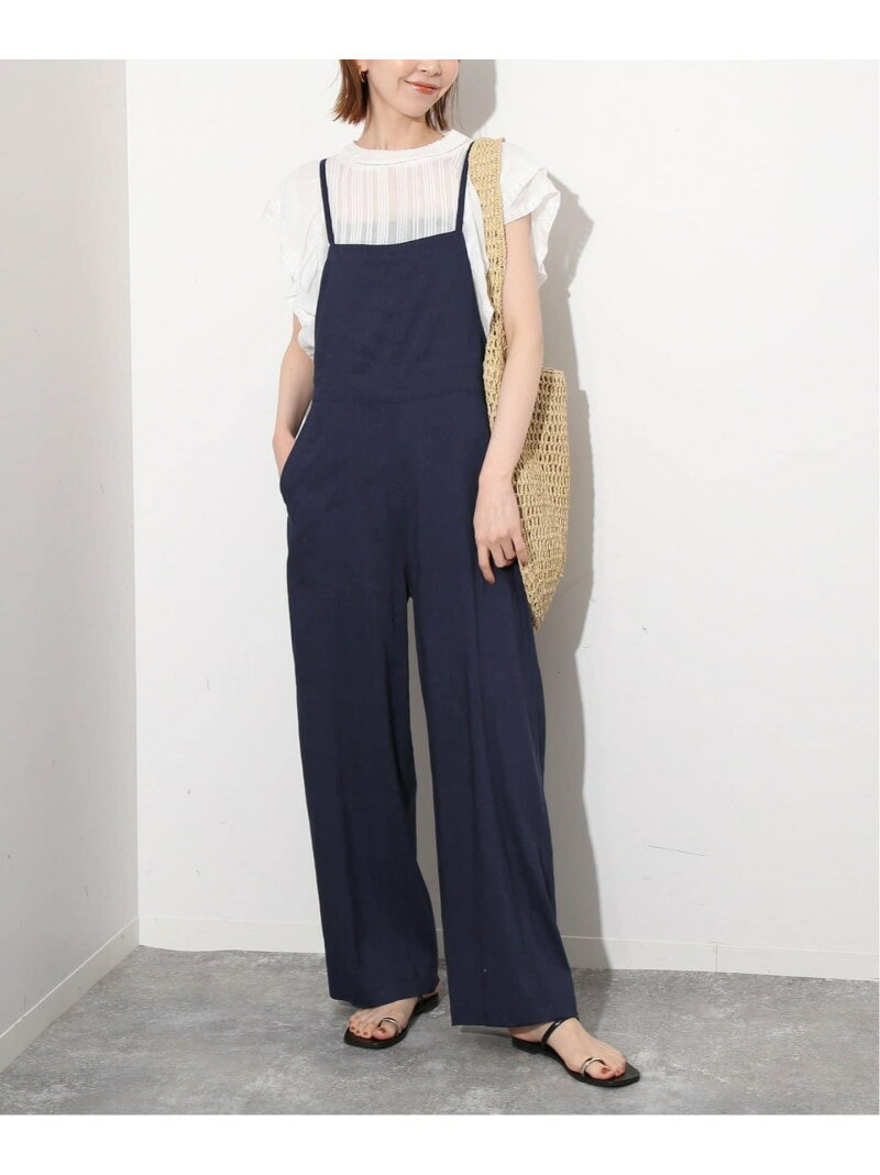 《WEB/一部店舗限定》ナローストラップサロペット SLOBE IENA スローブ イエナ オールインワン・オーバーオール オーバーオール・サロペット ネイビー ベージュ【送料無料】[Rakuten Fashion]のサムネイル
