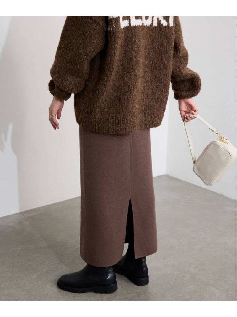 【SALE／30%OFF】《セットアップ対応可/追加》ウォッシャブルスムースニットスカート SLOBE IENA スローブ イエナ スカート ロング・マキシスカート ブラック ブラウン【RBA_E】【送料無料】[Rakuten Fashion]