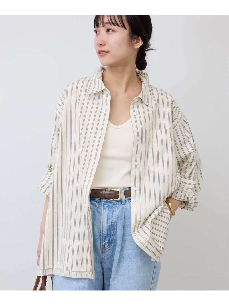 Rakuten - ストライプレイヤーシャツ SLOBE IENA スローブ イエナ トップス シャツ・ブラウス ベージュ ブルー【送料無料】[Rakuten Fashion]