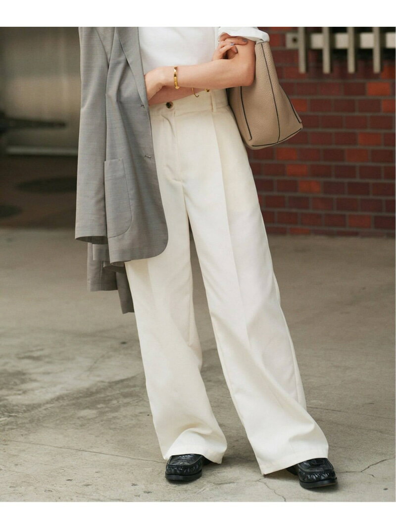 樂天商城 - 《予約》チノライクタックワイドパンツ VERMEIL par iena ヴェルメイユ パー イエナ パンツ チノパンツ ネイビー ホワイト【先行予約】*【送料無料】[Rakuten Fashion]