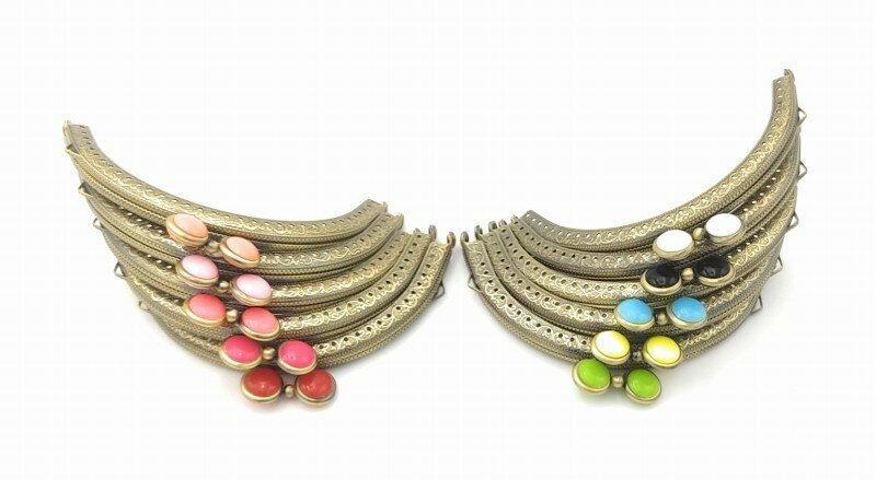 がま口 口金 ハンドメイド 手芸 金属 パーツ 大玉 カラフル ボタン 幅約12.5cm 10個セット 資材 手作り 材料 素材 作製 財布 印鑑ケース 小銭入...