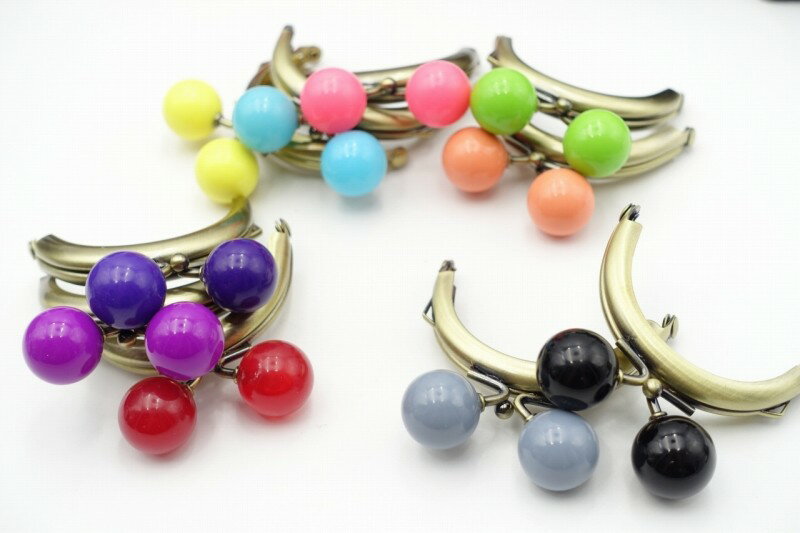 がま口 口金 ハンドメイド 手芸 金属 パーツ ブロンズ 大玉 ガラス玉 幅約6.5cm 10個セット 資材 手作り 材料 素材 作製 財布 印鑑ケース 小銭入...