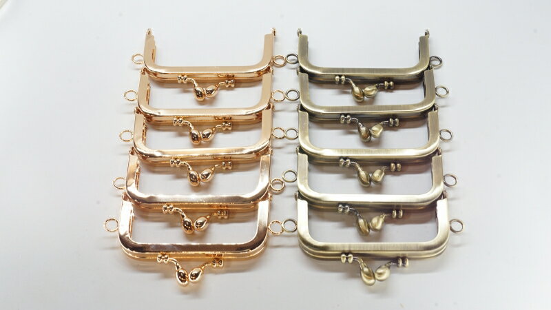 がま口 口金 ハンドメイド 手芸 金属 パーツ ライトゴールド ブロンズ 2色 角型 幅約10.5cm 10個セット 資材 手作り 材料 素材 作製 財布 印鑑...