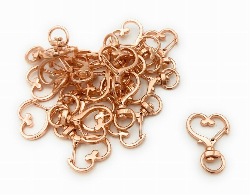 ハート型 ハート形 ナスカン ローズゴールド 回転器具付き 20個セット パーツ ハンドメイド DIY 送料無料