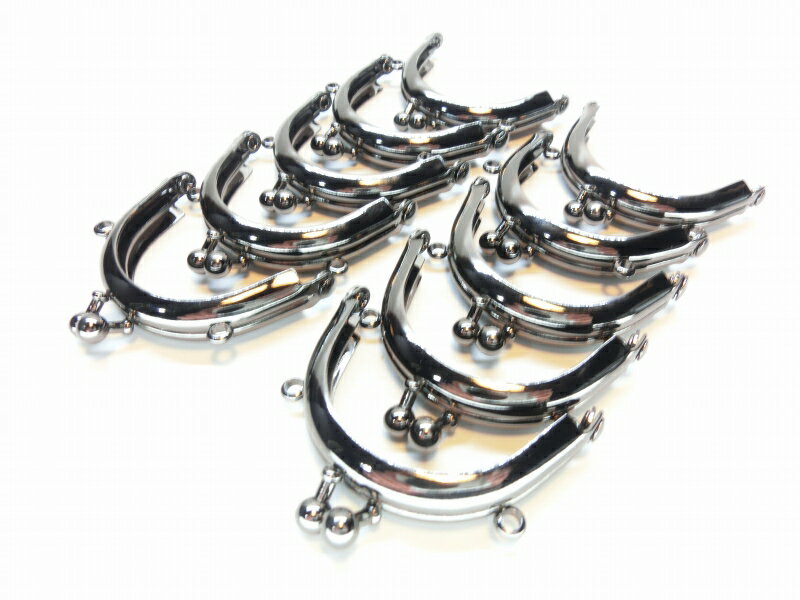 がま口 口金 ハンドメイド 手芸 金属 パーツ 幅約5cm 10個セット ガンメタ 資材 手作り 材料 素材 作製 財布 印鑑ケース 小銭入れ バッグ 丸形 裁縫 ゲンコ 差し込みタイプ 専門 送料無料