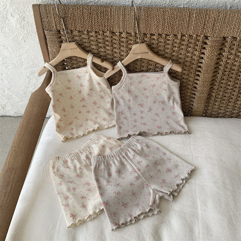 Short Sleeves - ベビー 上下セット セットアップ 綿100％ コットン ストライプ タンクトップ ショートパンツ 半袖 子供用 トップス ボトムス 短ズボン 短パン ウエストゴム 夏 おしゃれ カジュアル 男の子 女の子 男児 女児 キッズ 子供服 子ども服 80 90 100 110 120 130cm