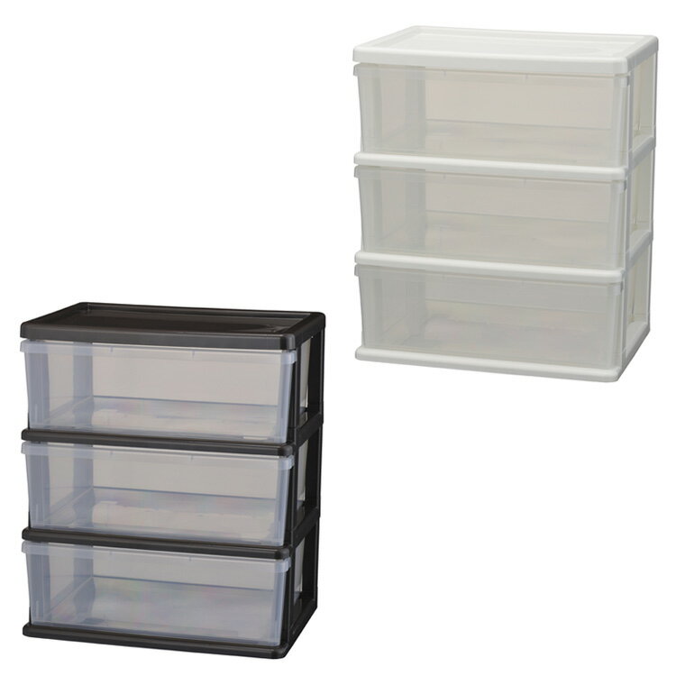 ●商品名：シーズワイドチェスト　3段 ●型番：SIW-3 ●カラー：ホワイト、ダークブラウン ●材質：ポリプロピレン ●サイズ（外側）：約幅54×奥行40×高さ63.5cm ●サイズ（引出内寸）：約幅46.2×奥行35.2×H16.3cm ...