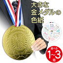 色紙 金メダル 大きい 1～3個 日本製 ビッグサイズ 思い出 卒業 感動 感激 サプライズ 熱いメッセージ 感謝の気持ち お部屋 玄関 リッチ プレミアム 子供 キッズ/大きな金メダルの色紙