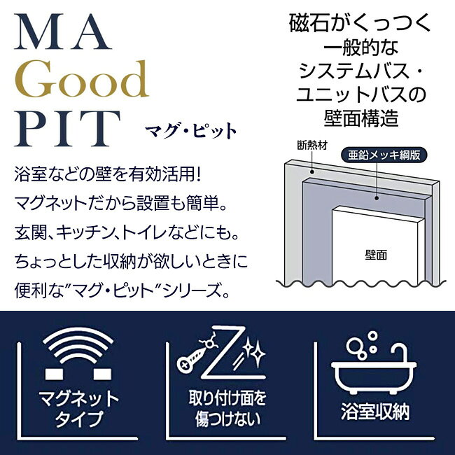 湯おけホルダー バスルーム 壁面 壁 壁面収納 洗面器収納 湯桶収納 洗面器フック お風呂用品 バスグッズ 簡単取付 便利グッズ 省スペース スッキリ収納 【▲5】/マグピット湯おけホルダー ifdltd-10003812 威風堂 サンプル画像2