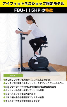 FUJIMORI フジモリ Mirage ミラージュ フィットネスバイク アップライトバイク トレーニングバイク エクササイズバイク ルームバイク インドアサイクル 室内バイク 家庭用 エアロ バイク ダイエット エクササイズ 有酸素運動 静音設計 8段階負荷 FBU-115HP 床保護マット