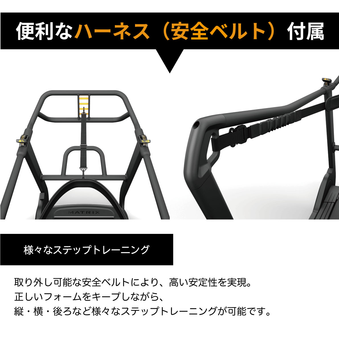 便利なハーネス(安全ベルト)付属のマルチトレーニング