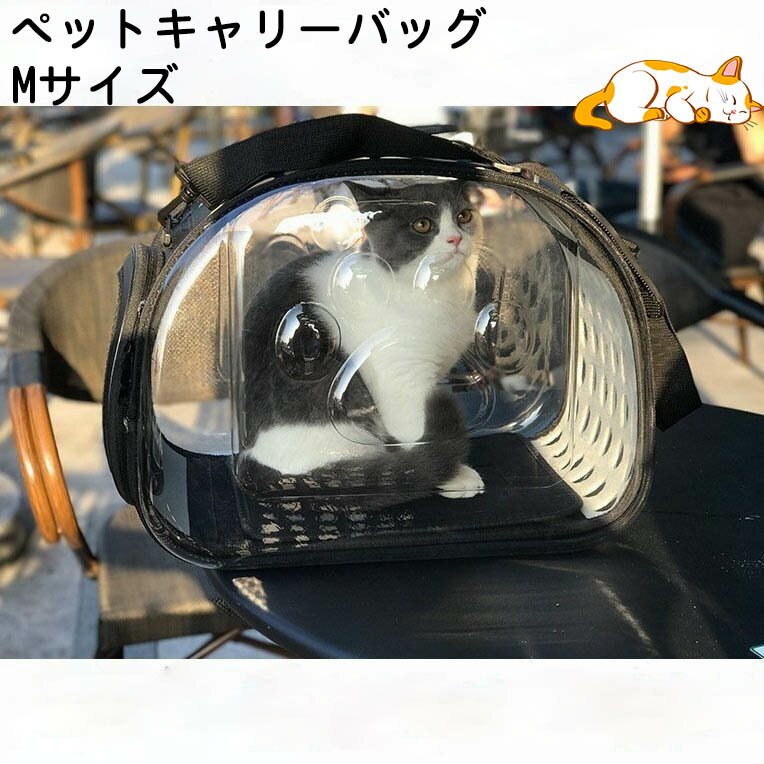 【送料無料・Mサイズ】キャリーバッグ ペットキャリー 猫 透明 折りたたみ シンプル 小型犬 猫用バッグ 通気性 旅行 お出かけ 散歩 携帯ポータブル ショルダー スケルトン 軽量 通院 ショルダー 洗いOK　おしゃれ