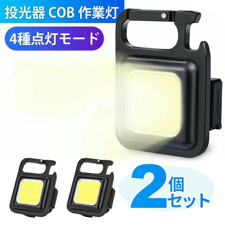 2個セット LED作業灯 超ミニ懐中電灯 ミニ懐中電灯 マグネット USB充電式 キーホルダー式 投光器 45g 小型 軽量 800ルーメン COB高輝度 4種点灯モード IPX4防水 強力磁石付き 緊急照明用 アウトドア用 釣り キャンプ 登山 ランニング 防災 地震 停電