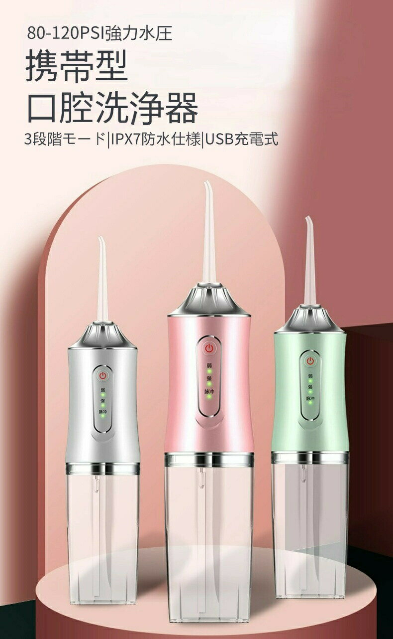 口腔洗浄器 ジェットウォッシャー ウォーターフロス 220mlタンク 大容量 4本替えノ...