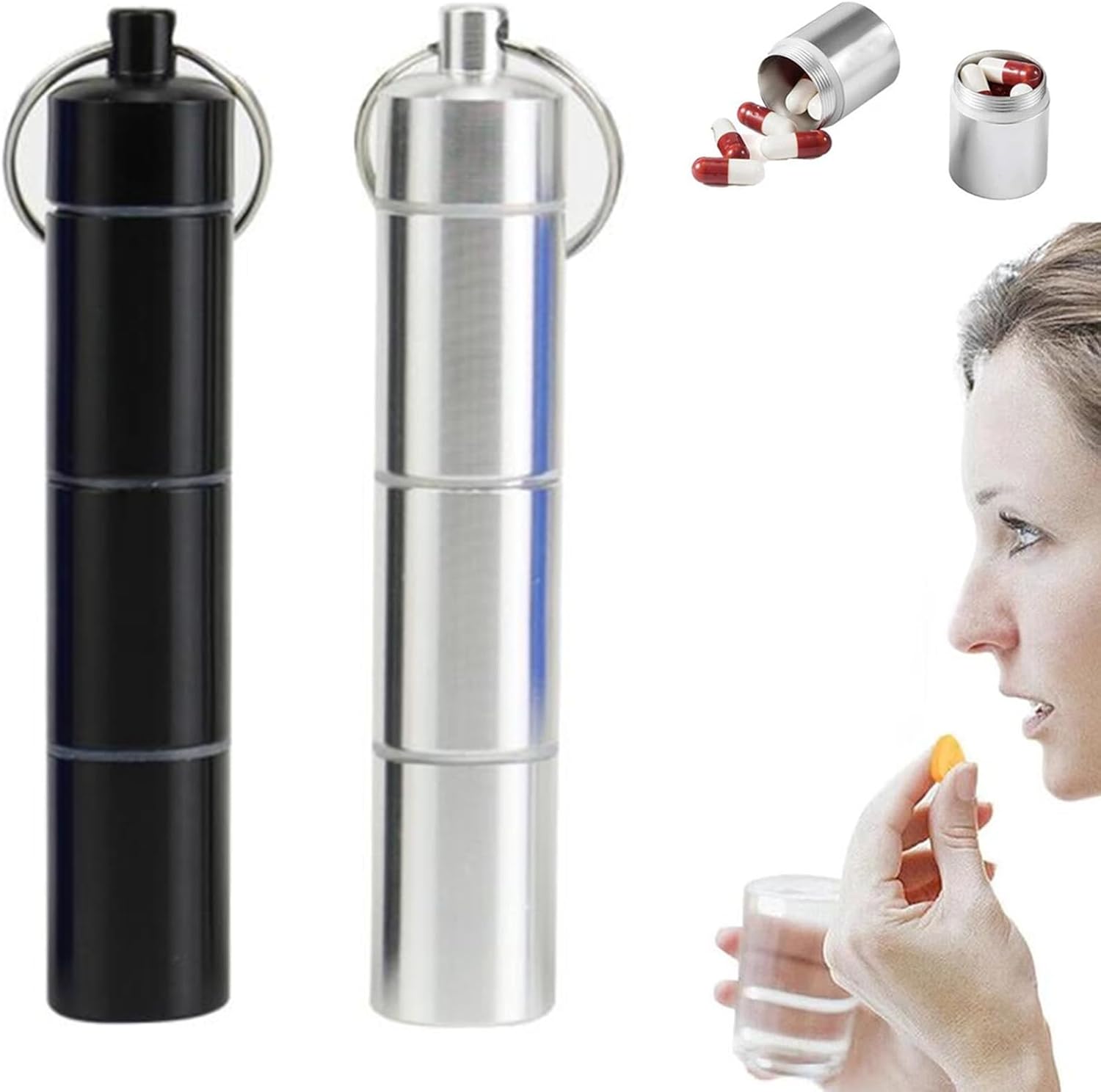 ピルケース 携帯用 2個セット ピルケース おしゃれ 薬箱 サプリメントケース 防水 ニトロ 薬入れ 持ち運び 薬ケース 持ち運び 飲み忘れ防止 アルミ合金 キ...