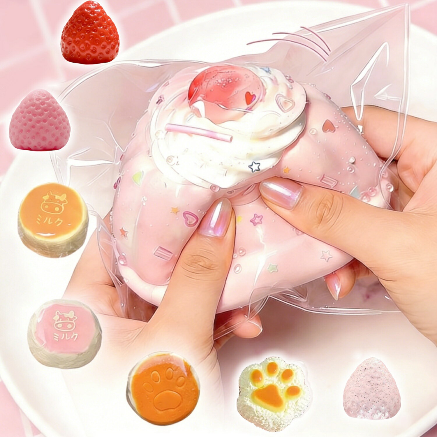 ポイント3倍 スクイーズ もも スクイーズ スクイーズケーキおもちゃ もちもち スクイーズ 水感スクイーズ 伸縮性スティッキーボール 柔らかシリコン猫の足 ストレス解消＆パーティー記念品に最適 子供も大人も大好き