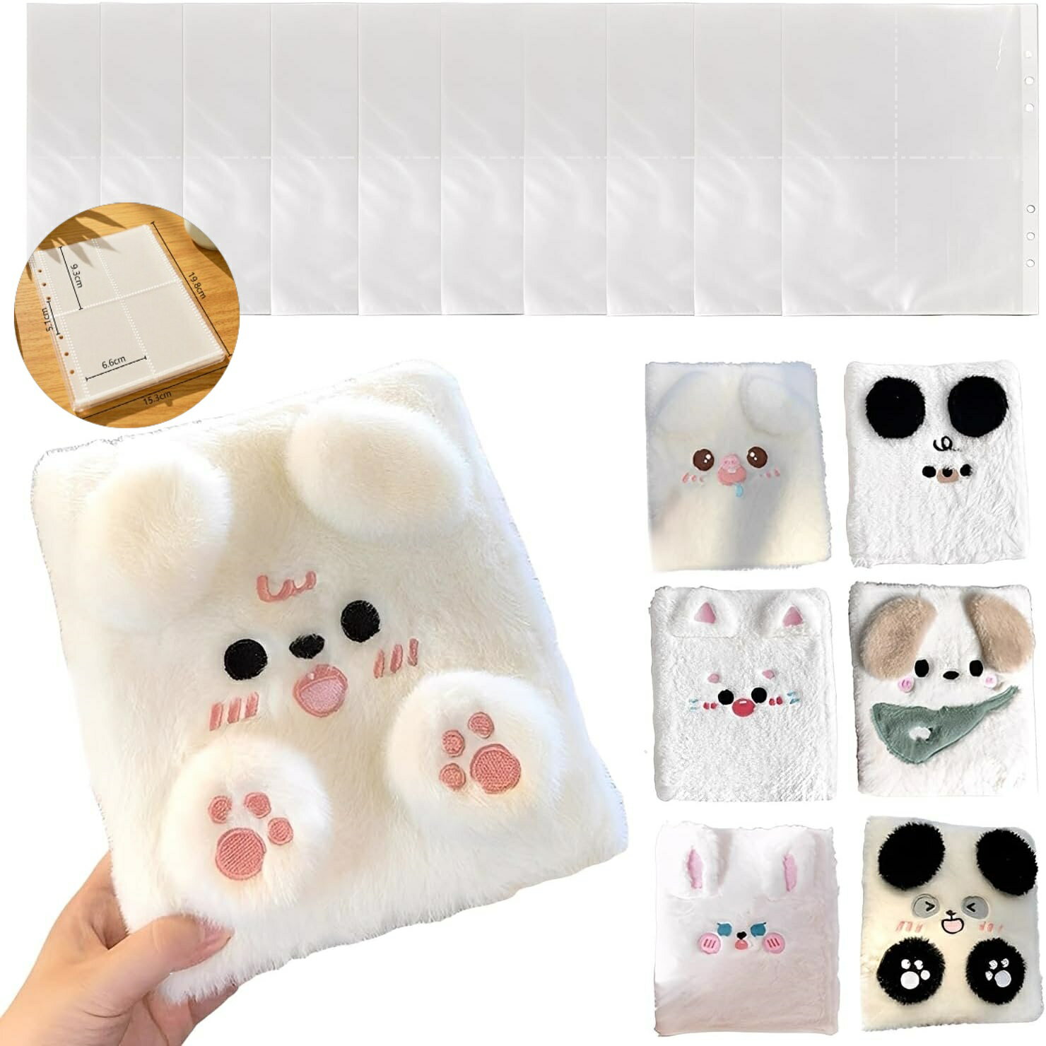 IFULL A6 6穴 ふわふわ動物シール帳+内ページ10枚の商品画像
