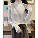 \8日P5倍確定&2BUY10%オフ/ メロウフリル リブニット プチハイネック ニットプルオーバー ストレッチ ニットウェア カジュアルニットソー ハーフタートルネックニットインナー 長袖ニットトップス 着やせニット 韓国 春 冬 ブラック ホワイト イエロー ピンク M L