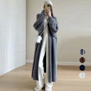 \25日最大P28倍&10%オフ/ シャギー ロングニット カーディガン 韓国風 トッパーカーディガン 体型カバー 長袖 オフィスカジュアル ライトアウター ゆったり ニットコーディガン 春 冬 コーデ 大人 かわいい 女性 アウター無地 長袖 ニットガウン ブラック アイボリー
