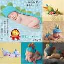 \27日P5倍確定&5%オフ/ ニューボーンフォト 男の子 コスチューム セット おうちフォト 恐竜 ニット帽 辰年 月齢アート 寝相アート 月齢 フォト グッ...