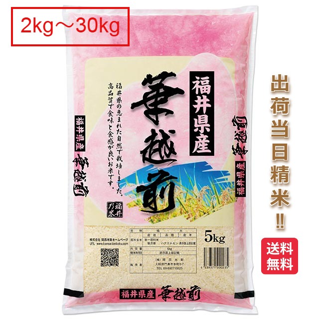 福井県 ハナエチゼン 米 2kg 5kg 10kg 15kg 20kg 25kg 30kg 送料無料 送料無料 令和5年 お米 白米