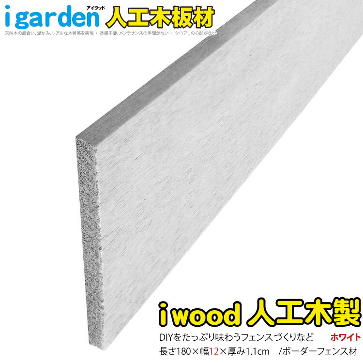 アイウッド人工木材12 ホワイト◇ L1800mm×W120mm×D11mm ボーダーフェンス用板材 アイウッドデッキ幕板 DIY部材 P120W| アイウッド製 目隠し 日除け