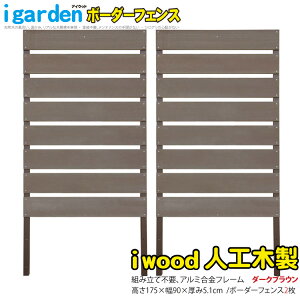 ボーダーフェンス アルミ+人工木製 H175cm×W90cm [2枚セット] ダークブラウン■ 1759s2db アイウッドB1759D| DIY フェンス 仕切り 衝立 塀 壁 柵 囲い 窓 目隠し 日よけ