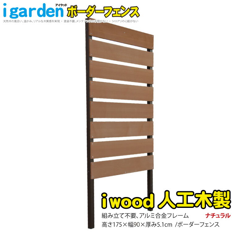 ボーダーフェンス アルミ+人工木製 H175cm×W90cm ナチュラル◯ b1759 アイウッドB1759N| DIY フェンス 仕切り 衝立 塀 壁 柵 囲い 窓 目隠し 日よけ