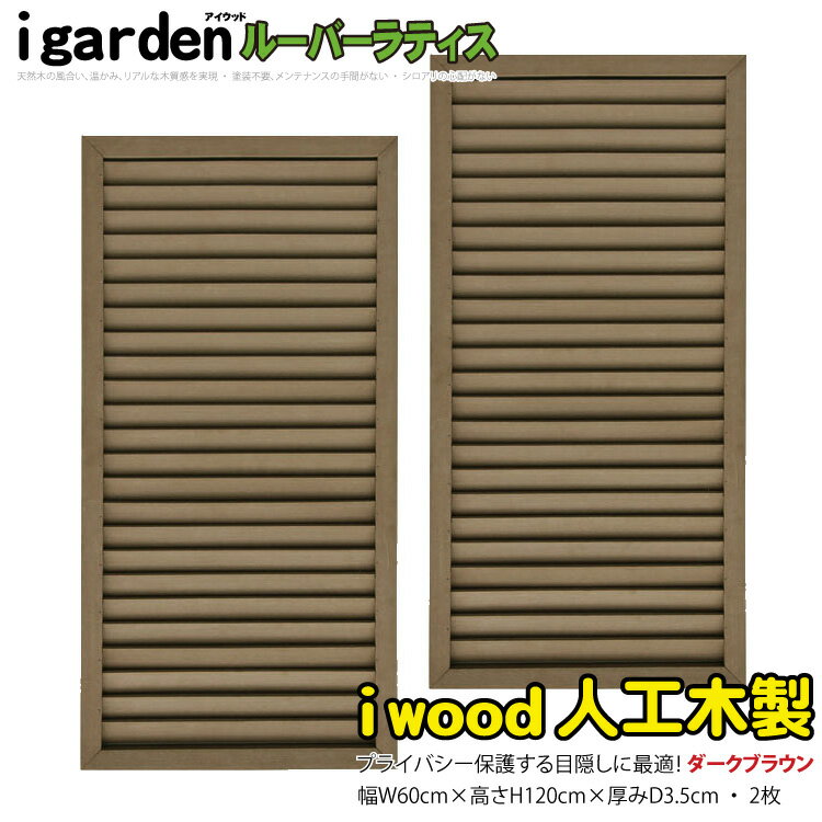 ルーバーラティス 人工木製 H120cm×W60cm  ダークブラウン■ 1260s2db アイウッドルーバーラティス1260 R1260D| 人工 木製 ラティス 外 構 ルーバー 庭 ガーデン フェンス