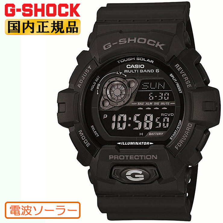 カシオ G-SHOCK ブラック 電波 ソーラー GW-8900A-1JF CASIO Gショック タフソーラー 電波時計 反転液晶 黒 メンズ 腕時計 （GW8900A1J..