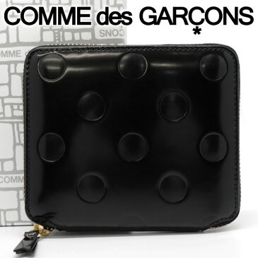 コムデギャルソン 二つ折り財布 COMME des GARCONS コンパクト財布 レディース メンズ ドットブラック 水玉 SA2100NE POLKA DOTS EMBOSSED BLACK 【あす楽】【送料無料】