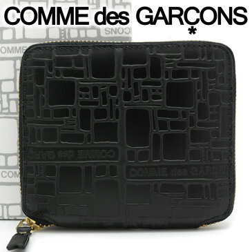 【11日頃再入荷■ご予約】 コムデギャルソン 二つ折り財布 COMME des GARCONS コンパクト財布 レディース メンズ ブラック SA2100EL EMBOSSED LOGOTYPE BLACK 【送料無料】