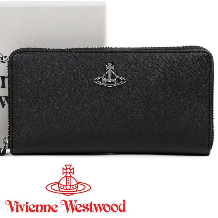 ヴィヴィアンウエストウッド 長財布（レディース） ヴィヴィアンウエストウッド 財布 ヴィヴィアン Vivienne Westwood ラウンドファスナー長財布 レディース メンズ ブラック SAFFIANO 51050022 L001N N402 BLACK 【あす楽】【父の日 誕生日 お祝い プレゼント ギフト】