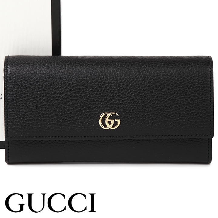 楽天時計・ブランド専門店 アイゲットグッチ 財布 GUCCI フラップ長財布 プチマーモント レディース メンズ ブラック 456116-CAO0G-1000 【あす楽】【父の日 誕生日 お祝い プレゼント ギフト】