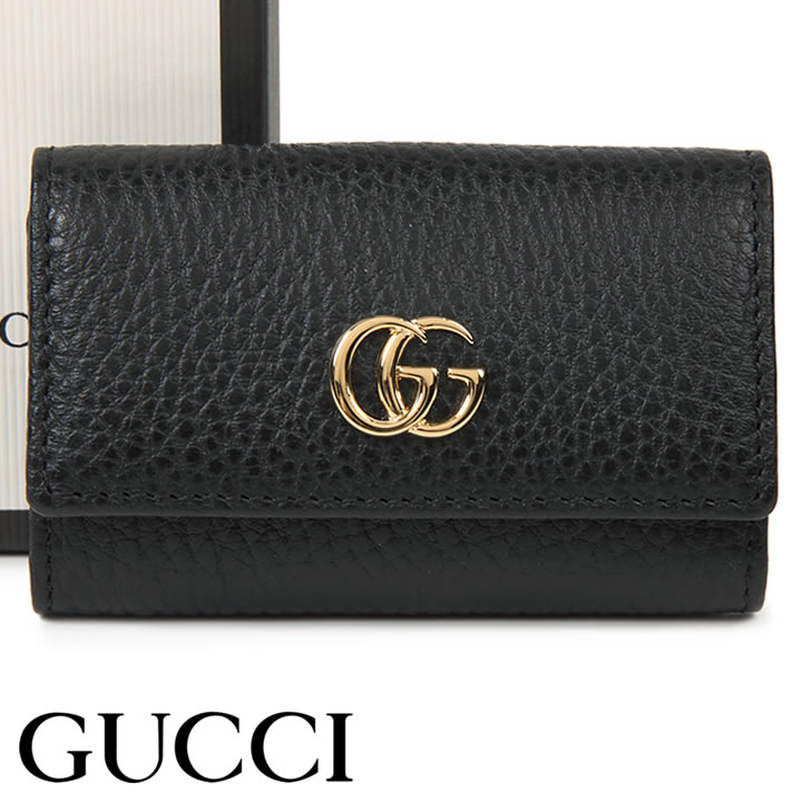 グッチ キーケース（メンズ） グッチ キーケース GUCCI キーホルダー 6連 プチマーモント ブラック レディース メンズ 456118-CAO0G-1000 【お取り寄せ】【父の日 誕生日 お祝い プレゼント ギフト】