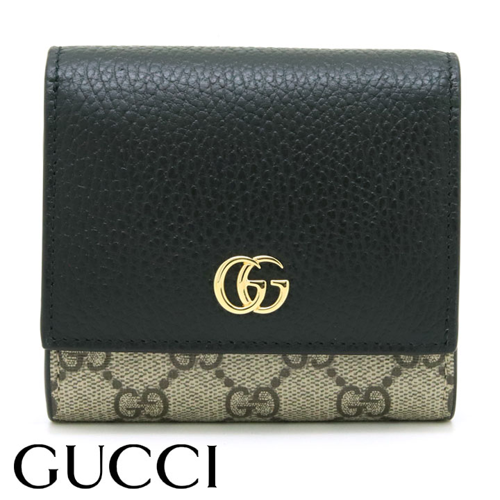 グッチ 財布（メンズ） 【クーポン配布中】 グッチ 財布 GUCCI 二つ折り財布 スモールウォレット キャンバス GGマーモント ブラック メンズ レディース 598587-17WAG-1283 【あす楽】【父の日 誕生日 お祝い プレゼント ギフト】