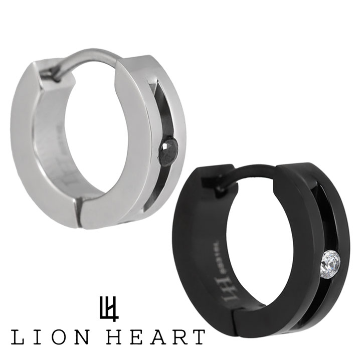 ライオンハート ライオンハート ピアス 片耳 メンズ 男性用 シングル フープピアス シルバー ブラック LION HEART LHMP001 選べる2カラー 【あす楽】 【父の日 誕生日 お祝い プレゼント ギフト】