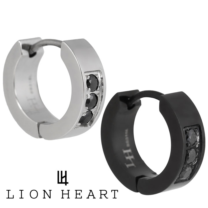 ライオンハート ライオンハート ピアス 片耳 メンズ 男性用 シングル フープピアス シルバー ブラック LION HEART LHMP004 選べる2カラー 【あす楽】 【父の日 誕生日 お祝い プレゼント ギフト】