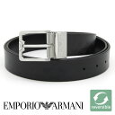 エンポリオアルマーニ メンズベルト リバーシブル レザー 回転式バックル EMPORIO ARMANI ブランド ベルト メンズ ブラック Y4S502 Y22...