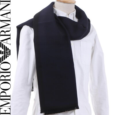 エンポリオアルマーニ マフラー EMPORIO ARMANI メンズ 男性用マフラー ネイビー×ブラック 625243 0P317 00036 【在庫あり】【母の日 誕生日 お祝い プレゼント ギフト】